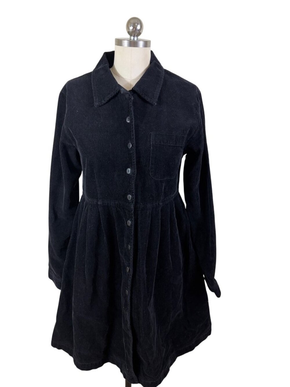 Paul Harris Design VTG 90s Grunge Corduroy Button Up Dress Small Black Cottage